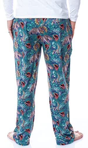INTIMO Jurassic Park Mens' Dinosaur Film Logo Tropical Sleep Pajama Pants4