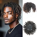 BECUS Dreadlock Hair Topper for Men Afro Synthetic Toupee with Bangs Short Braided Dreads Lock Wiggy Topper for Daily Wear Cosplay Halloween Party (Brown)