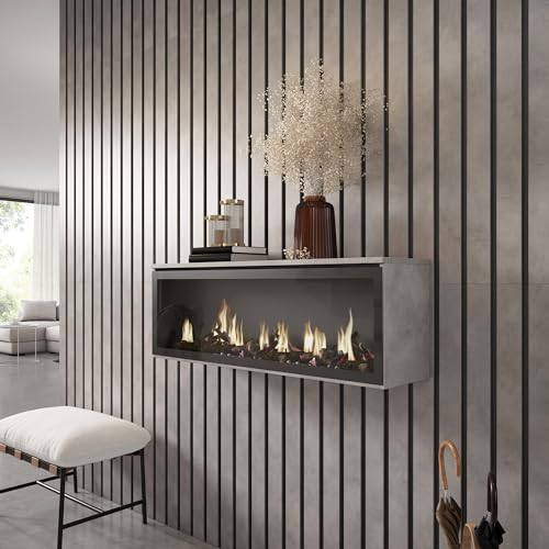 Skraut Home | Elektrokamin LED | Elektrische Kamine | 107x38x25cm | Wohnzimmer - Esszimmer | Elektrokamin. Maße | Moderner Stil | Zement