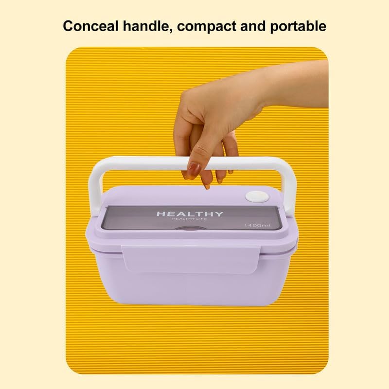 Miniatura 3 de Niiyen 47.3 fl oz estilo japonés fiambrera portátil aislada caja de almuerzo portátil separada caja de almuerzo portátil para oficina picnic hogar