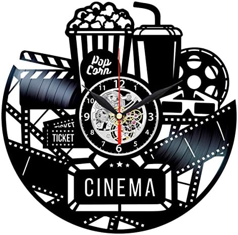 Cinema Clock - Vinyl Record Wall Art - Movie Room Decor - Film Gifts for Men