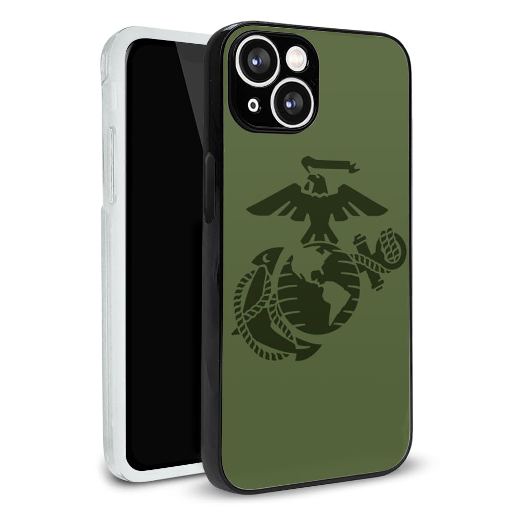 Marines USMC Green Logo Protective Slim Fit Plastic Bumper Case Fits Apple iPhone 14
