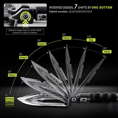Zune Lotoo Survival Shovel Martensitic Steel Tactical Adjustable Folding Shovel Multifunction Entrenching Tool Camping Shovel With Bag 24.4-35.4 Inch Enhanced Version Survival Gear For Hiking Camping #TOP1