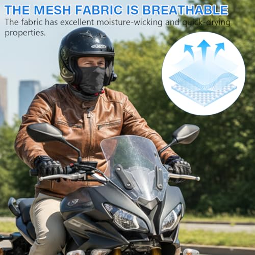 Image of PROBEROS Sun Protection Face Mask for Bikers, Ice Silk UV Protection UPF 50+ Riding Face Mask Neck Cover, Ventilated Extended Face Cover with Ear Loops for Bike Riding, All Outdoor Sports-Grey