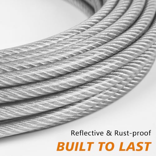 XiaZ Dog Tie Out Cable 50ft, Outdoor Runner Lead Chain Tether for Small Medium Large Dogs, 5mm Diameter Cable,11000 lbs Break Strength, Reflective Silver - Image 6