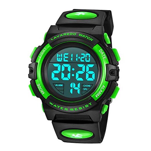 A ALPS Boys Digital Sport Watch with Alarm, Waterproof, Shockproof, Rubber Band, 3-15 Years