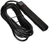 CableWholesale 845-51W1-12225 Surge Protector, Flat Rotating Plug, 6 Outlet, Black Horizontal Outlets, Plastic, Power Cord 25-Feet