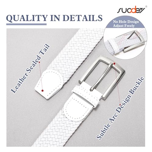 SUOSDEY Elastic Fabric Braided Belts for Men, Stretch Woven Belts for Golf Casual Jeans Shorts3