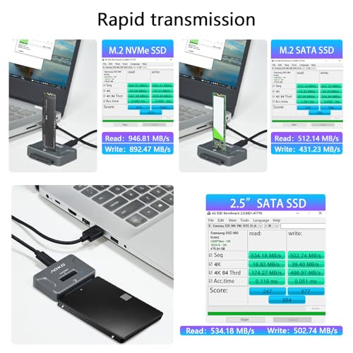 image for AOKO NVMe to USB 3.2(10Gbps) SSD Reader Docking Station – Portable M
