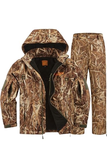 NEW VIEW Insulated Hunting Clothes for Men Cold Weather, Warm Camo Hunting Jacket and Pants, Hunting Suit for Deer Duck Hunts, X-Large