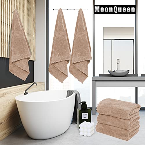 Moonqueen 2 Pack Premium Bath Towel Set - Quick Drying - Microfiber Coral Velvet Highly Absorbent Towels - Multipurpose Use As Bath Fitness, Bathroom, Shower, Sports, Yoga Towel (Brown) #TOP1