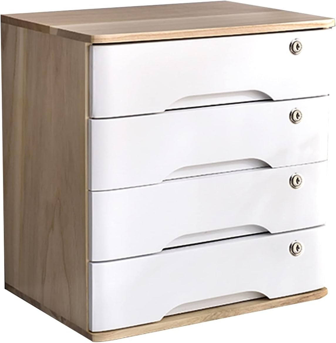 Solid Wood Desktop File Cabinet with Lockable Drawers Organize A4/Receipt Files in Style(C-4 Drawers)