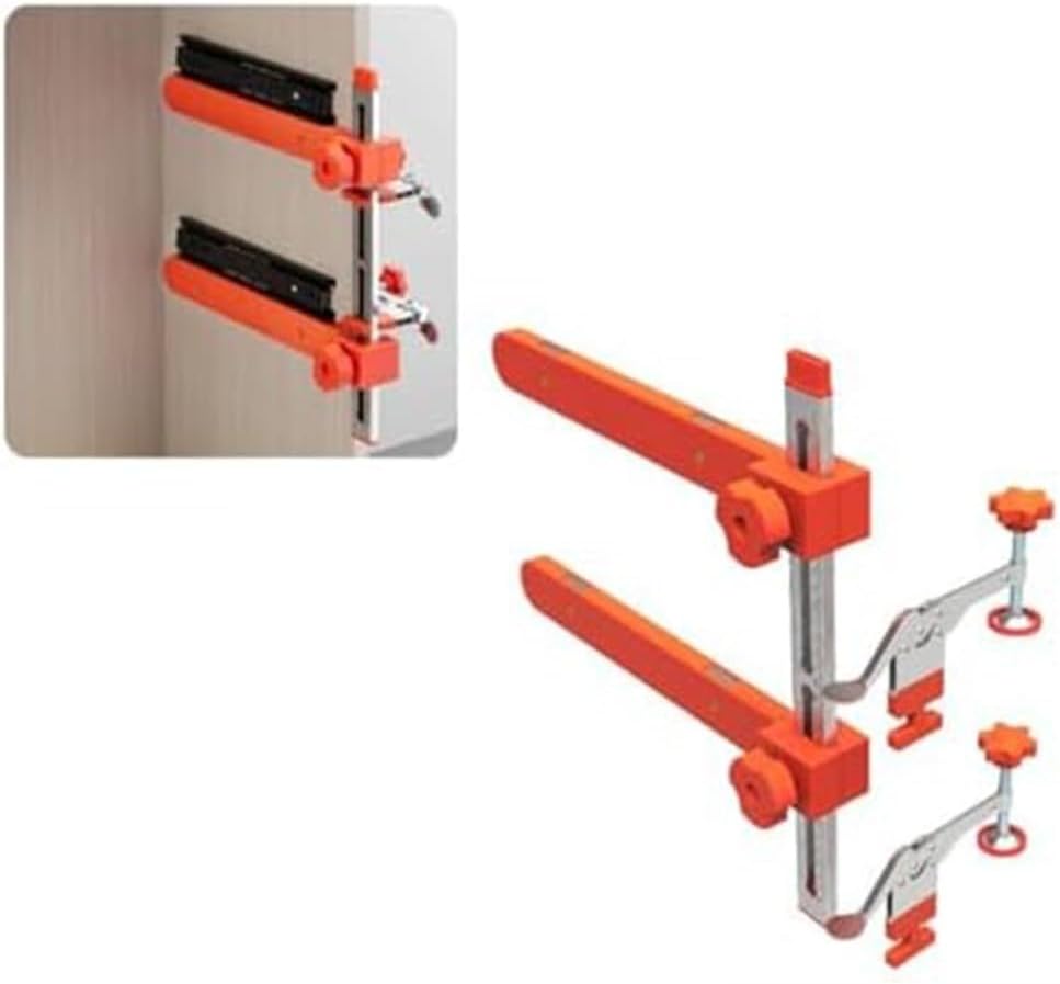 Cabinet Drawer Slide Mounting Jig Tool Set with Adjustable Clamp Support Engraved Metric for IMPERIAL Scale for Workshop Installation(2 piece set)