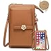 Produktbild Handy Umhängetasche Geldbörse Damen Touchscreen Handtasche zum Umhängen Leder Schultertasche Klein Handy Tasche für iPhone 12/12 Pro/11/XR/Xs, Samsung Galaxy S21/S20/S10/S9, Handy bis zu 6.5'' (Braun)