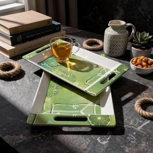 Image of U.P.C Tray Set for Serving Snacks, Multi-Use Nashta Plate & Kitchen's Tea Tray, Perfect Tray Sets for Hosting Guests at Home, Serving Tray Set of 3, Trays for Kitchen. (VIL03-PK2)
