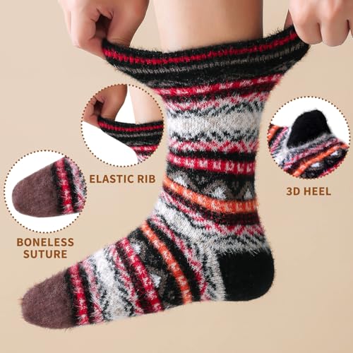 Image of SISOSOCK 5 Pairs Fuzzy Soft Cozy Comfortable Socks for Women, Casual Sleep Comfy Socks, Perfect Warm Winter Gifts for Women