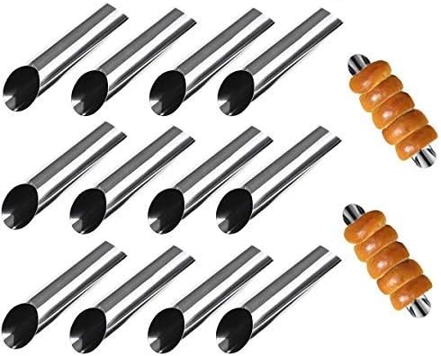 TTBD12pcs 5 Inches Stainless Steel Cannoli Form Tubes, Cream Roll Horn Molds Cannoli tubes - Diagonal Shaped