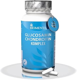 BIOMENTA Glucosamin + Chondroitin Komplex - 60 allergenfreie hochdosierte Kapseln mit Glucosaminsulfat, Chondroitinsulfat hochdosiert + Hyaluronsäure, Zink, Selen - Premiumqualität
