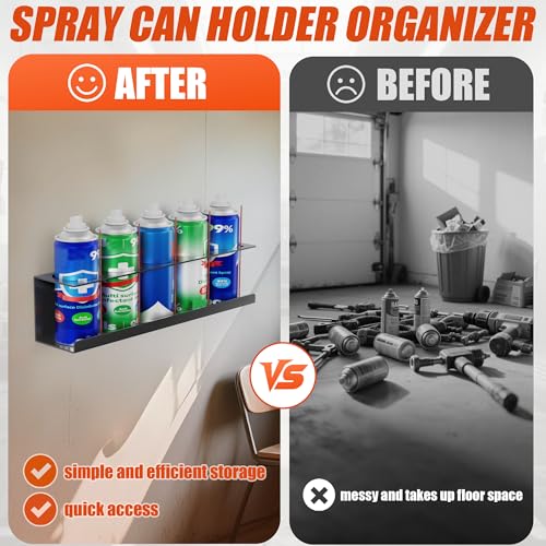 JUGGHOME 2 Pack Spray Can Holder,Wall Mount Spray Bottle Holder,Heavy-Duty Aerosol Can Holders,Tool Organizer Rack for Garage,Craft Workspace and Home,Holds 10 Cans by JUGGHOME - Used condition - Image 4
