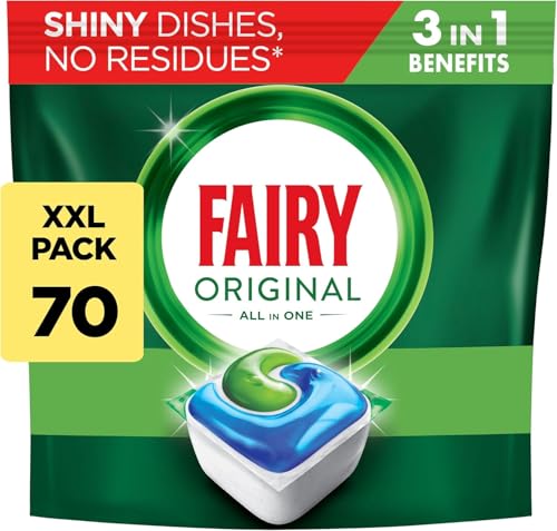 Fairy Dishwashing Bundle Value Pack, 70 Dishwasher Tabs & Skip the Soak Dish Power Spray Lemon (1x 650ml Spray + 1x 650ml Refill) - Image 2