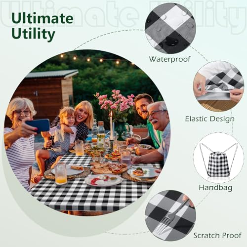 Nimalpal Picnic Table Cover with Bench Covers and Bag, Camping Essentials Camping Table Cover with Elastic Edges, Fitted Rectangle Tables and Seats, 72x30 Inches 3 Pcs Set (Black) by Nimalpal - Image 4