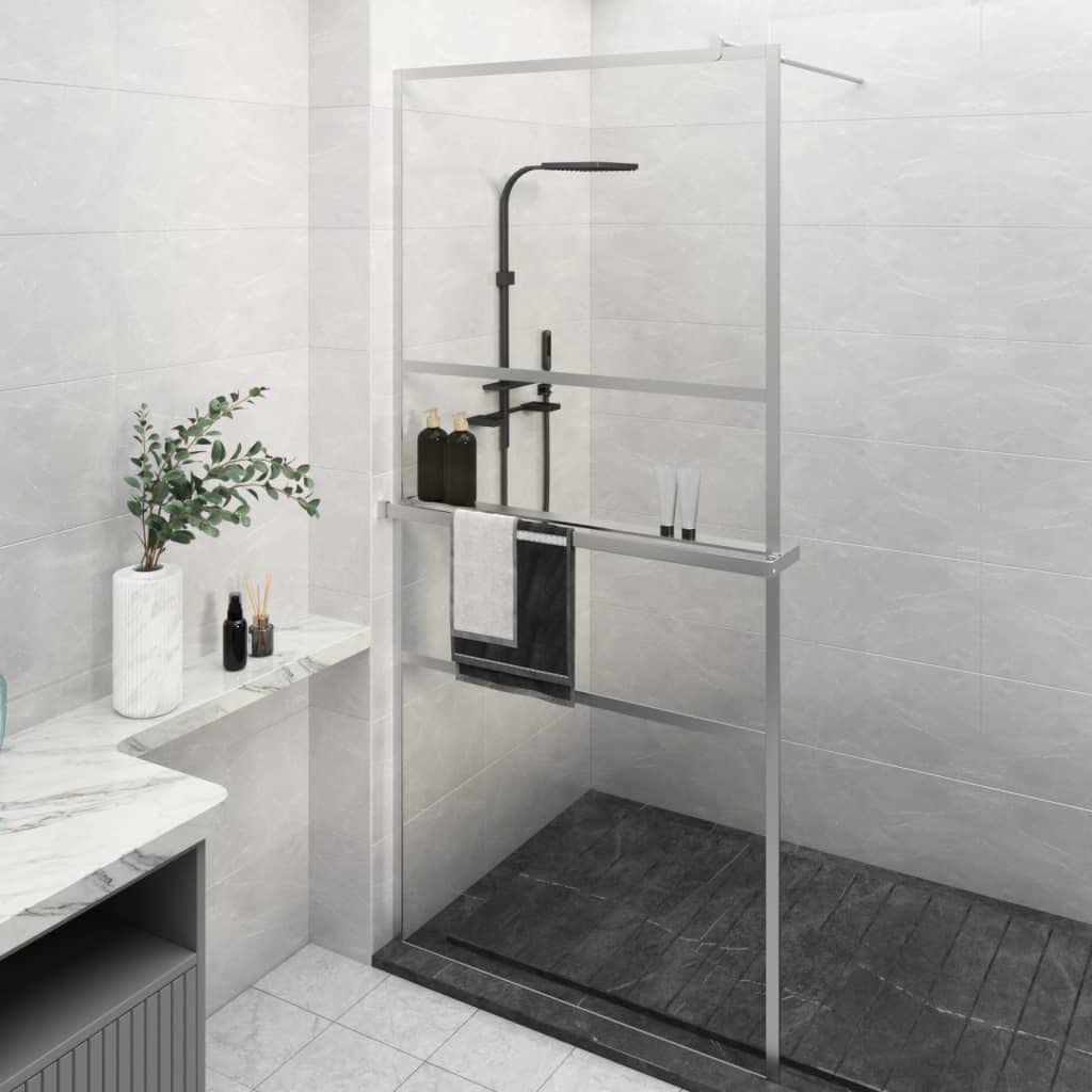 LAPOOH Mampara Ducha con Estante Vidrio ESG Aluminio Cromado 100x195cm, Mampara Bañera, Mampara Baño Ducha, Cabina De Ducha, Mampara Baño - 3185499