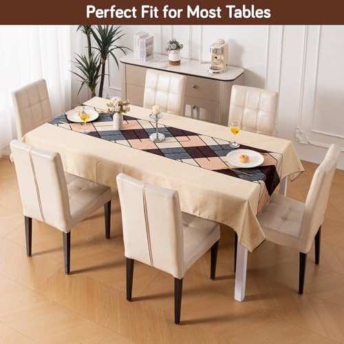 Image of HOKIPO Modern Grace Table Cloth for 6 Seater, 55x86 in, Earthy Matrix