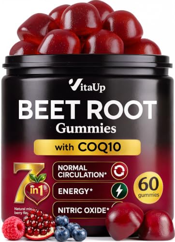 VitaUp Beet Root Gummies with CoQ10, Grape Seed, and B Vitamins – 60 Chews