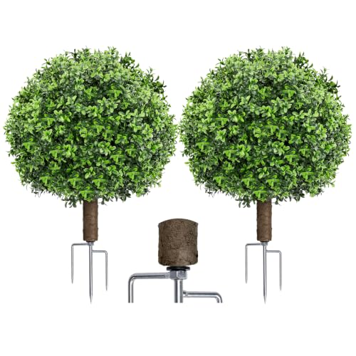 LuceAlberi 2 Pack 23.7' Artificial Boxwood Topiary Ball Trees