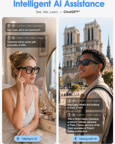 Image of AI Smart Glasses with Camera, 8MP HD Camera Glasses & 1080P Video Recording Glasses, ChatGPT Voice Assistant, Multi-Language Real-Time Translation, Open Ear Earbuds for Travel /Meetings /Vlog