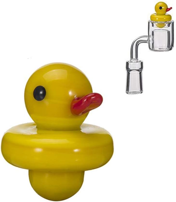JINNUO Glass Bubble Carb Cap Yellow Duck Style for Quartz Banger Nails Glass Water Pipes Dab Oil Rigs (Yellow)