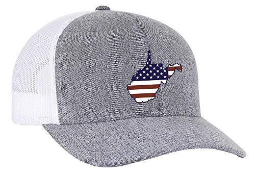 Heritage Pride Grey Heather and White American Flag Embroidered State Pride Hats-West Virginia