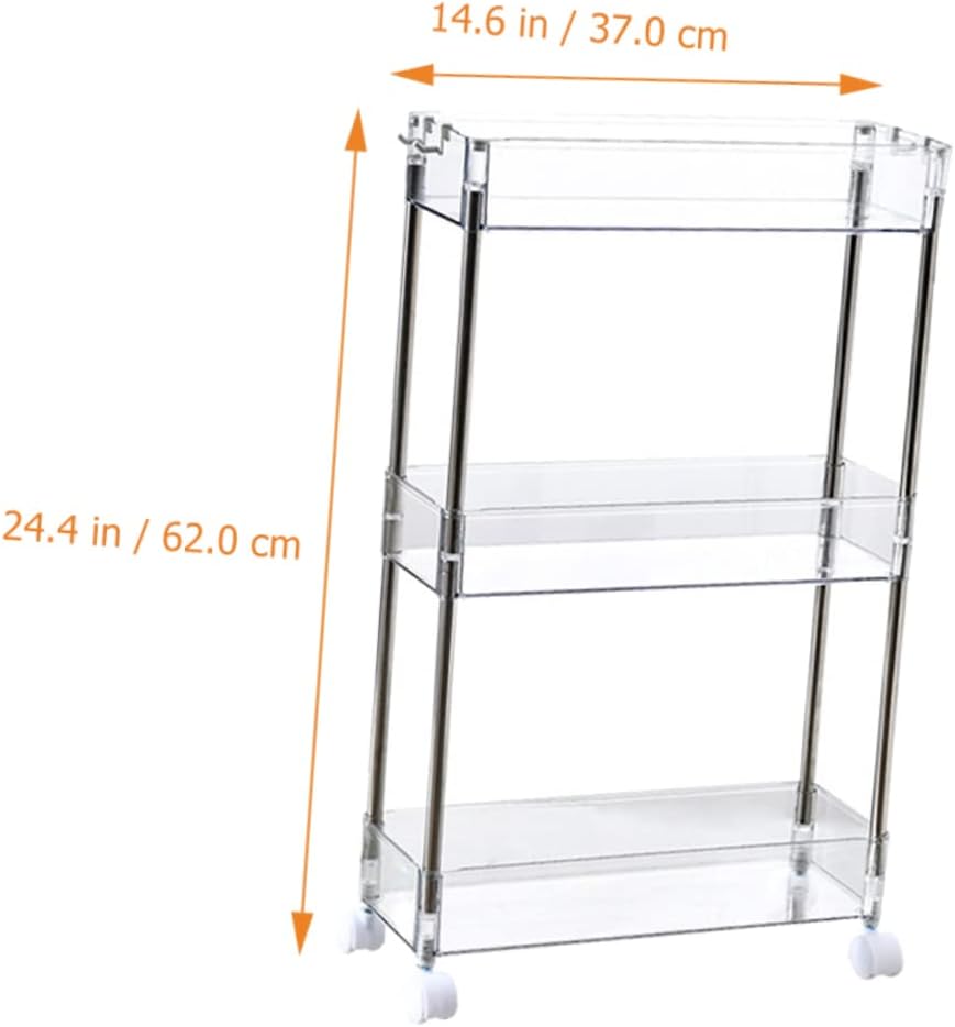 PRETYZOOM Kitchen Storage Shelf Rack Rolling Cart Wheels Kitchen Cabinet Organizer