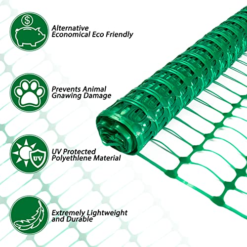 Safety Fence Plastic Mesh Fencing Roll,1 Roll With 25 Steel Stakes, Temporary Reusable Netting For Pool Fence, Garden, Construction #TOP2