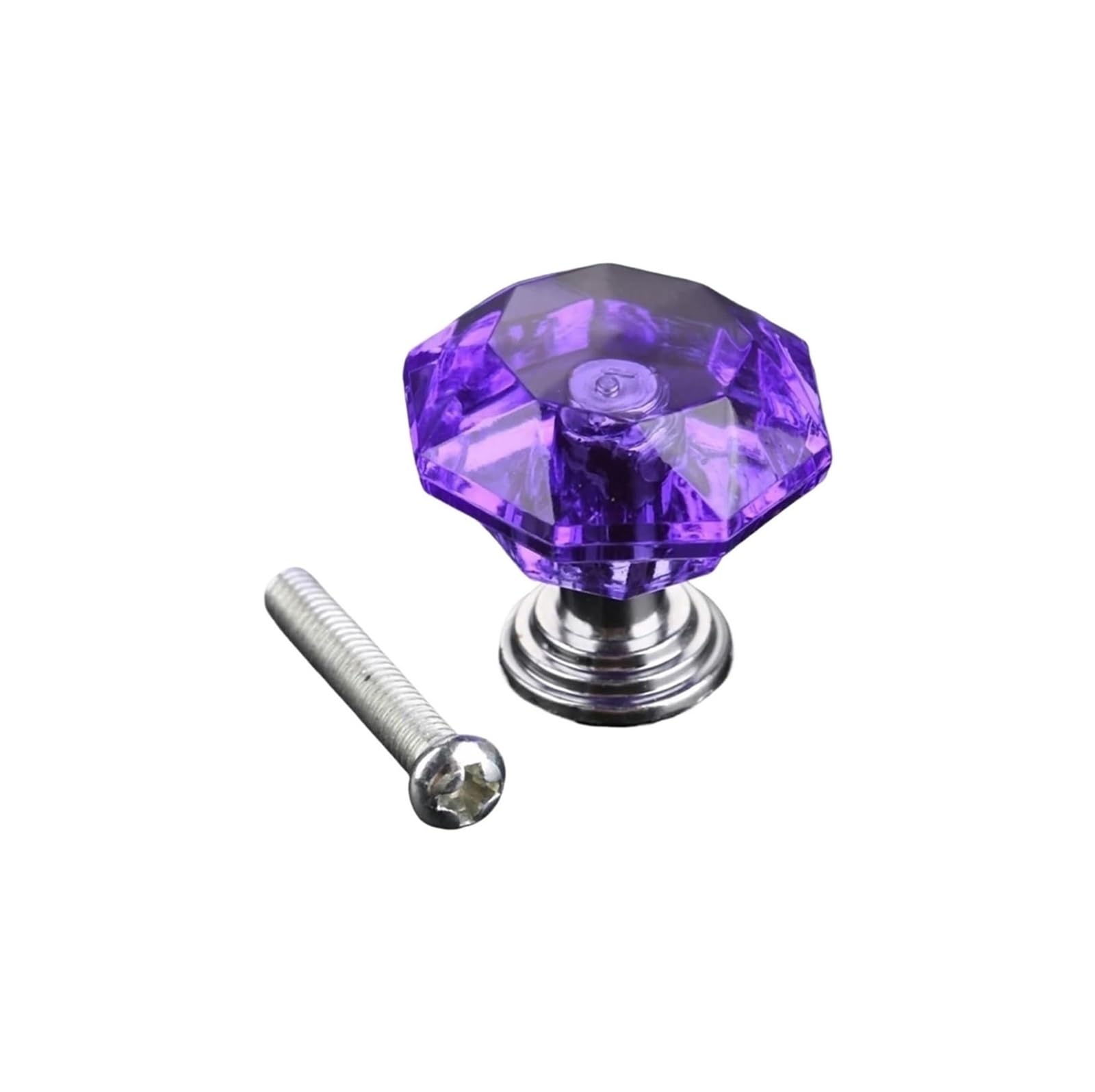 6-Pack 24mm Crystal Diamond Cabinet Door Drawer Knob(Purple Knob)