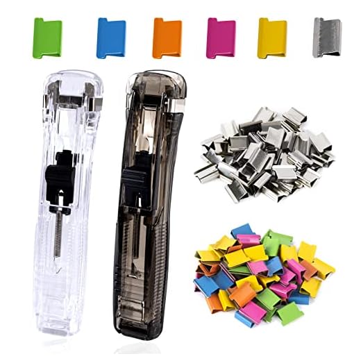 AWAVM Clam Clip Dispenser Push Stapler Creative Stapler Distributeur de Pinces Avec 100 Clips de Recharge pour la Fixation de Documents de Reliure en Papier à Feuilles Mobiles pour L'école de Bureau
