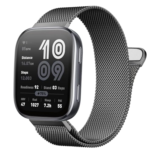ZOCOVIN Metal Bands Compatible with Amazfit Bip 6/ Bip 5/GTR 4/GTR 3 Pro/GTR 3/GTR 2/2e/GTR 47mm Watch Band Stainless Steel Mesh Wristband Strap for for Amazfit Balance/Cheetah Women Men