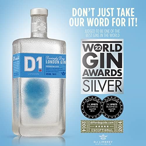 D1 London Dry Gin 70cl in Gift Box | World Gin Awards 2022 Silver Prize Winner - England | with Juniper, Citrus & Nettle | Art-Inspired Birthday Gifts for Men and Women | Skull Gin Alcohol Drinks Sets