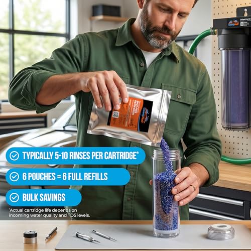 Image of 4.2 L Bulk Deionization DI Resin Filter Cartridge Refill for Deionized Spot Free Car Wash, RV, Motorcycle, Water Deionizer System, 700 ml x 6 Pouches