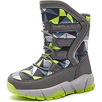 GUBARUN Boys Girls Snow Boots Winter Non-Slip Cold Weather Shoes(Little Kid 1-Grey/Green)