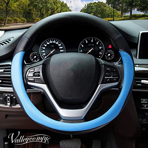Valleycomfy Lenkradabdeckungen Für Frauen Männer Universal 37-39cm Auto Lenkradabdeckung Kunstleder, Blau