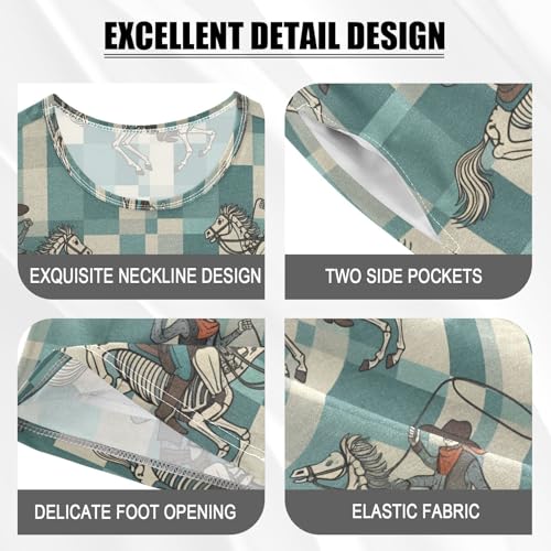 Pajama Short Sets Cowboy Skeletons on Horses Soft Cotton Summer Sleepwear 2 Piece PJS Size 5-14T3