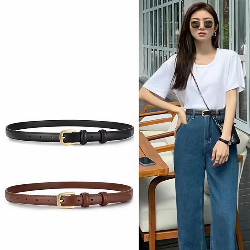 Women’s Slim Belt – Stylish, Minimalist Design with Adjustable Metal Buckle – Lightweight and Foldable for Jeans, Dresses, and Casual Wear – A Thoughtful Gift Idea(Brown)4