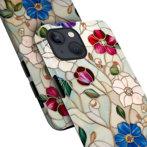 Coque iPhone 15 fleur vitrail : évitez les bris d'écran avec style