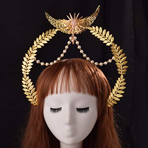 Gothic Crown Halo Crown Sunburst Zip Tie Headband Feather Crown Gold Halo Headband (Gold With Sunburst) #TOP1