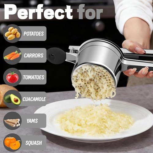 liboyixi Large 15oz Potato Ricer Heavy Duty Stainless Steel Potato Masher and Ricer Kitchen Tool, Press and Mash Kitchen Gadget For Perfect Mashed Potatoes - Everytime (Black) - image 6