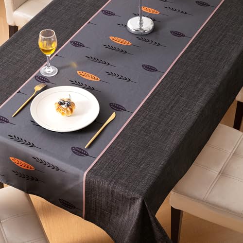 Image of HOKIPO Modern Grace Table Cloth for 4 Seater, 55x71 in, Twilight Fern
