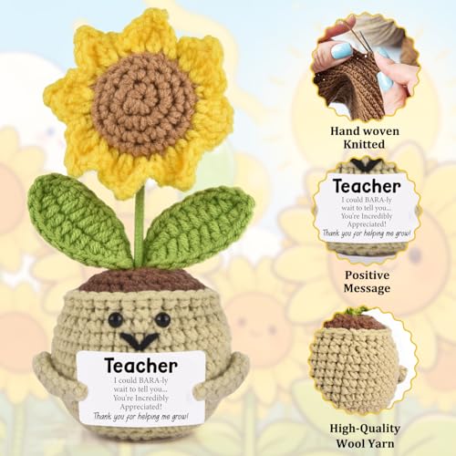 Teacher Appreciation Gifts,Teacher Gifts for Women | Teachers Appreciation Week,Thank You Crochet for Teachers Women,Positive Crochet Sunflower — view 6