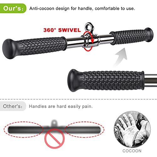 Kipika Tricep Pull Down Attachment, Cable Machine Accessories For Home Gym, Cable Machine Attachments Pulley System Gym, Rotating Straight Bar 18", Tricep Rope 36", V-Shaped Bar #TOP6