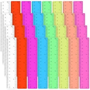HJZHII 32 Stück Kunststoff Lineal 15cm, Transparentes Lineal Bunt Transparent Lineale Set mit Metrische&Inch-Skala Kunststofflineal Messwerkzeug für Zuhause Schule Bürobedar Klassenzimmer(Bunt)